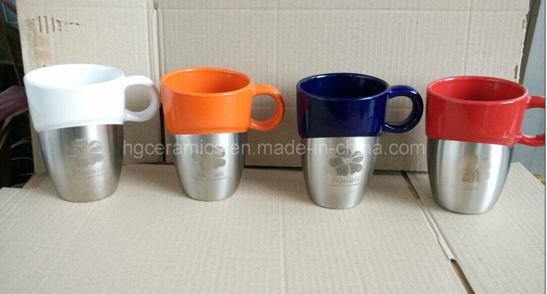 Laser Engraved Stainless Steel Bottom Ceramic Mug
