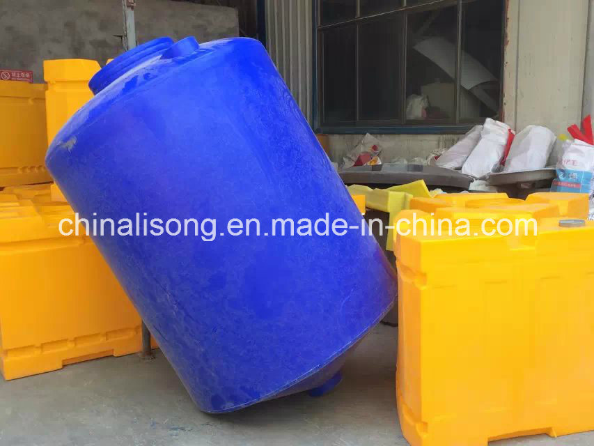 Roto Moulded Plastic Cone Bottom Tank in Blue Color