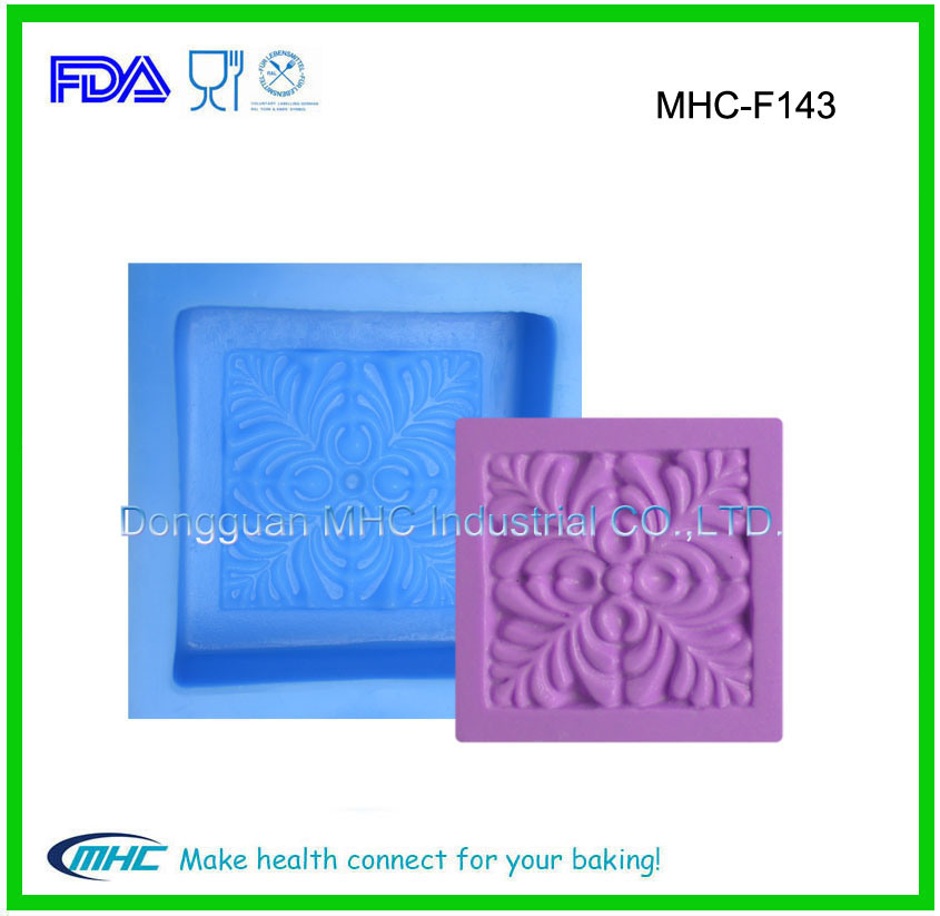 Wholesale Square Embossing Leaves Pattern Handmade Soap Silicone Mould by China Factory
