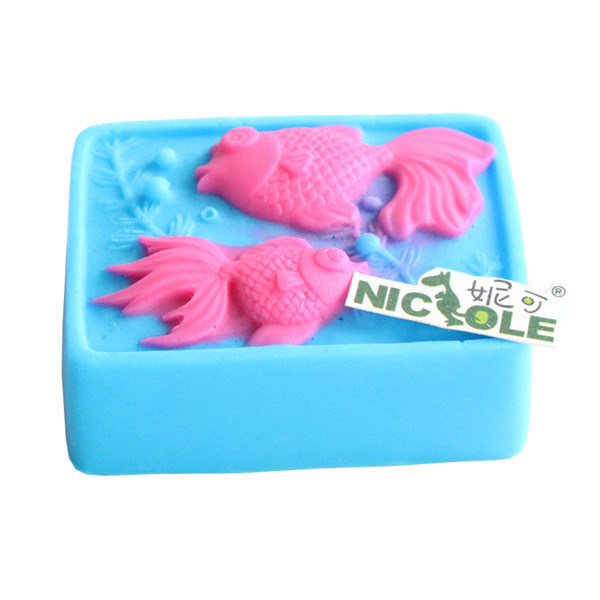 R1370 Square Fish Design Silicone Soap Mold