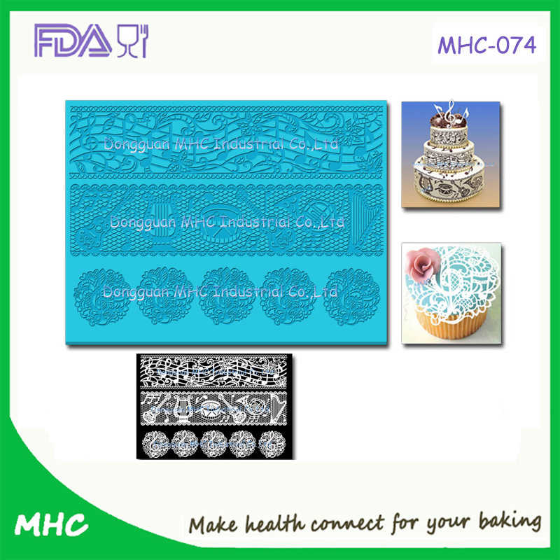 Big Music Shape Silicone Lace Mat Cake Decoration Mold