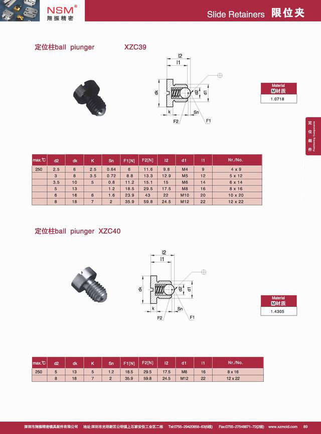 Hasco Standard 1.0718/1.4305 Ball Plunger (XZC39-40)