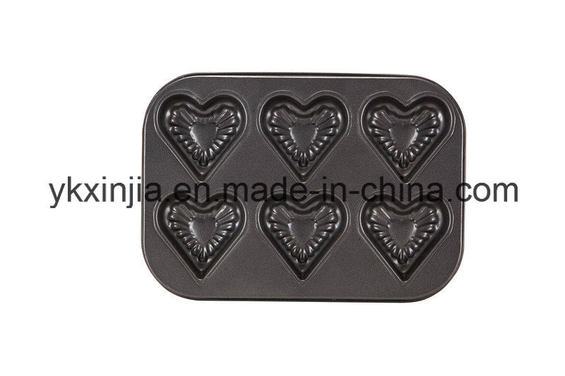 Kitchenware Carbon Steel 6 Cup Heart Pan Baking Pan
