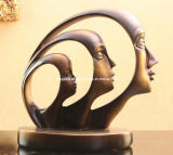 Polyresin Copper-Like Women Face Figurine Home Statue