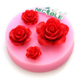 F0569 Silicone Polymer Clay Chocolate Candy Jelly Cake Tool Rose Flower Silicone Resin Mold