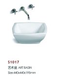 China Modern Design Ceramic White Bathroom Wash Basin (S1017)