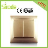 Gold Color Modern 2 Gang 1 Way Lighting Switch (9206-02)