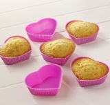 6PCS Heart Shape Silicone Muffin Cup Mould