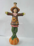 Resin Thanksgiving Scarecrow Harvest Pumpkin