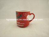 Red Heart Decal Printed Mug, Heart Mug, Red Mug, Coffee Mug