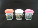 Sublimation Thermal Porcelain Cup with Silicone Lid, Double Walled Mug