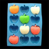 R0400 Fruit Natural Silicone Soap Mold 12 Cavities Apple Shaped Silicon Chocolate Cake Budding Candy Mould