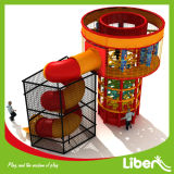 Roto-Moulded Plastic Spider Tower Slide with Metal Safety Enclosure