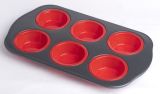 Silicone 6 Cup Muffin Pan & Cake Mould &Bakeware FDA/LFGB (SY1606)