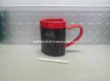 Heart Shape Chalk Mug, Red Heart Shape Mug