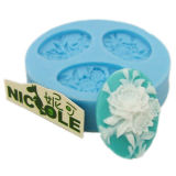 F0020 Triple Cavity Flowers Silicone Fondant Molds for Cake Decorations