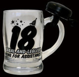 Bell Beer Stein, Glass Beer Stein with Bell