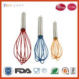3 Piece Silicone Whisk Set with Stainless Steel Handles Plus