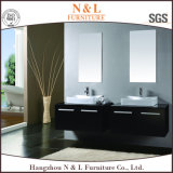 Wall Hang Double Basin Lacquer Black Wooden Bathroom Furniture