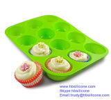Silicone 12-Cup Muffin Pan for Muffins, Cupcakes, Quiches