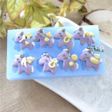 Blue Color Horse Cartoon Shape Food Grade Silicone Moulds Soft Silicon Push Moulds for Baby DIY Chocolate