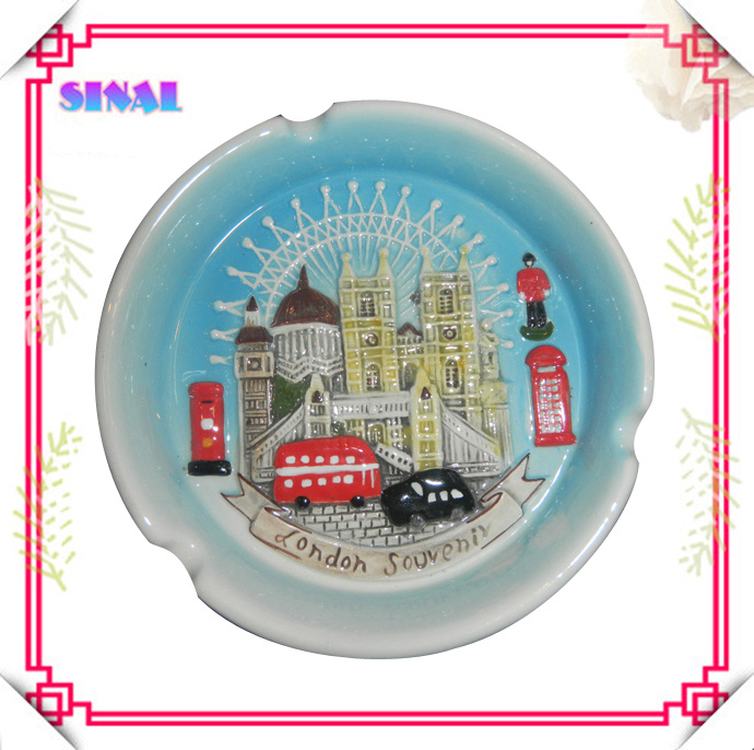 Round Ceramic Painting Cigarette Ashtray for Souvenir Crafts