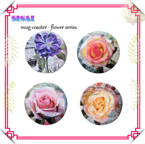 Promotional Cup Coaster Gift, Ceramic Flower Set Mug Coaster