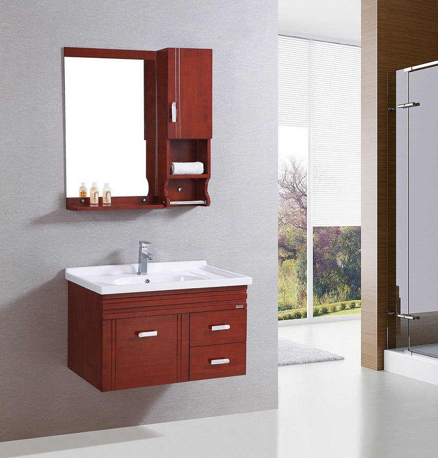 Wall-Mount Undercounter Antique Solid Wood Doube Bathroom Vanity Cabinet