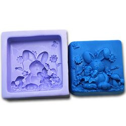 R0986 Rabbit Shape Handmade Silicone Soap Molds for Easter Day Gift