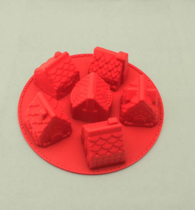 6 House Shape Silicone Cake Mould