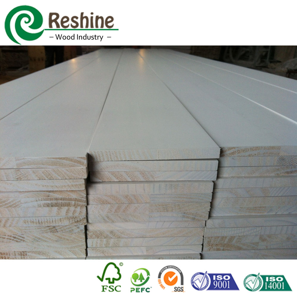 Gesso Primed Pine Decoration Wooden Baseboard Moulding