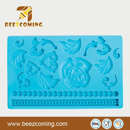 Kitchen Ware Silicone Blue Embossing Fondant Cake Mould