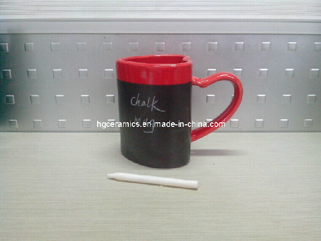 Heart Shape Chalk Mug, Red Heart Shape Mug