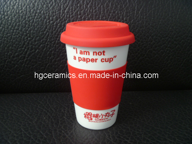Porcelain Coffee Mug with Silicon Cover, Single Wall