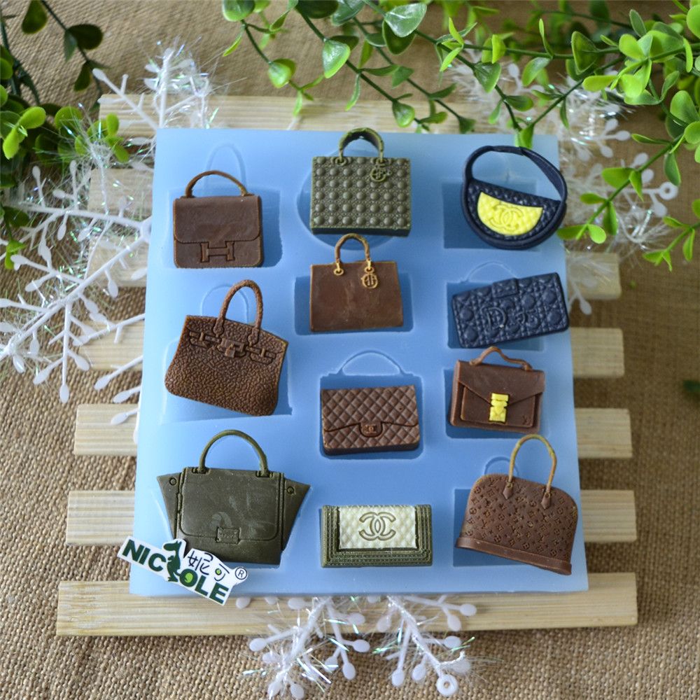 Different Bag Shape Decorating Handmade Silicone Molds for Fondant Candy Making