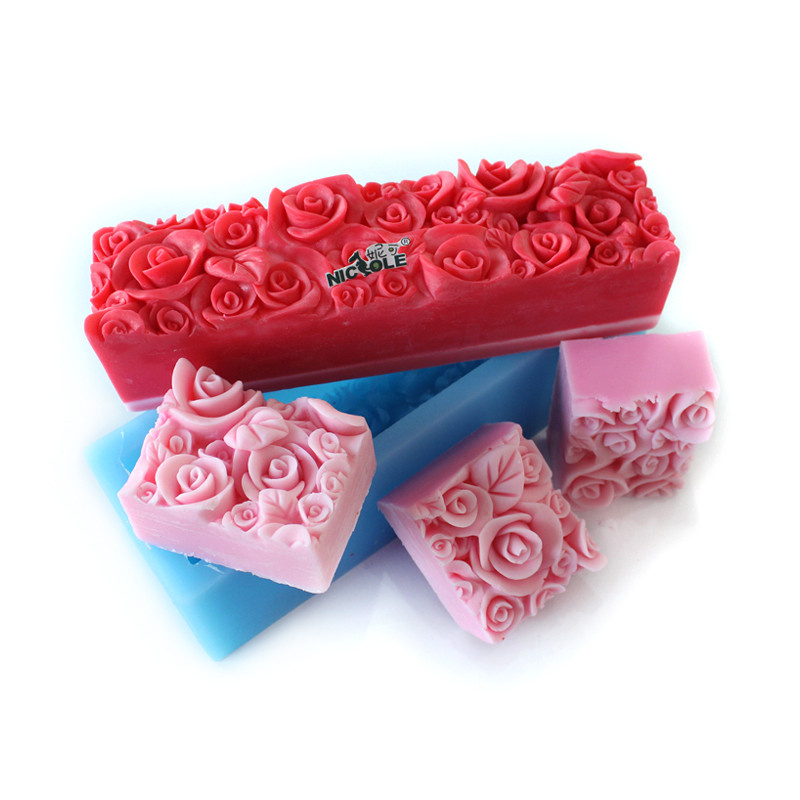 D0016 Rose Bed Silicone Soap Mold Flowers Loaf Silicon Large Mould DIY Handmade Soap Mold