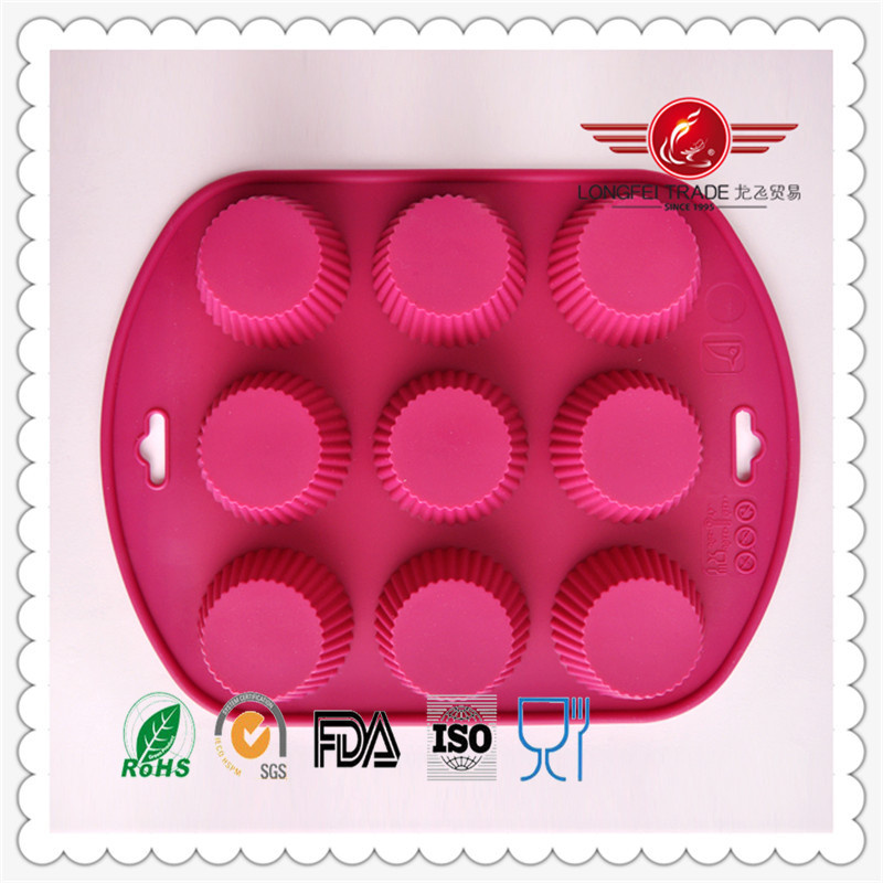 9 Cavities Rose Red Silicone Cake Pan Baking Mold