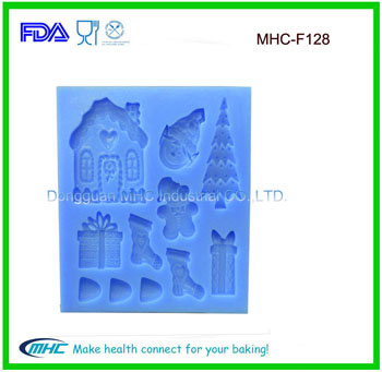 Christmas Theme Food Grade Silicone Fondant Mould for Cake Decoration