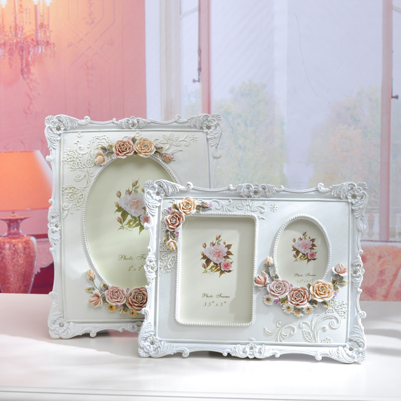 Retro White Rose Flower Home Decor Photo Frame