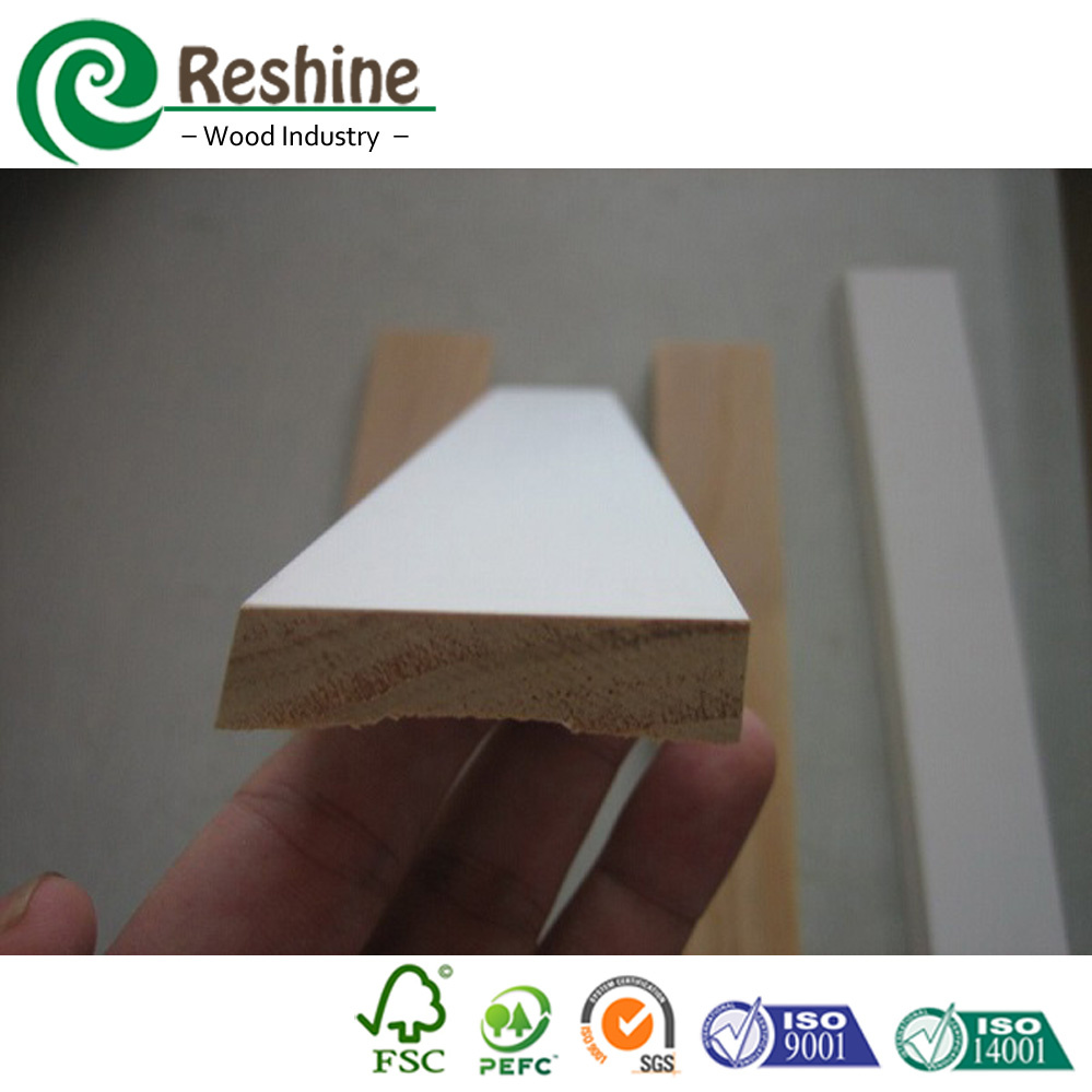 Gesso Primed Pine Solid Wood Baseboard Moulding