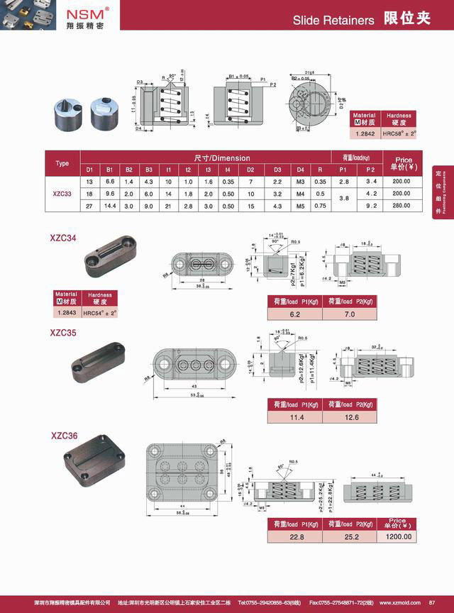 Promotion! 1.2842 Slide Retainers (XZC33-36)