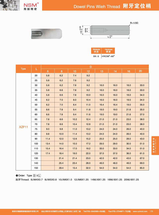 Dowel Pins with Thread for Mould (XZF11)