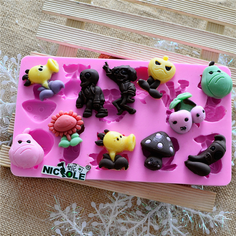 F1013 Zombie Wars Cartoon Silicone Fondant Cake Molds