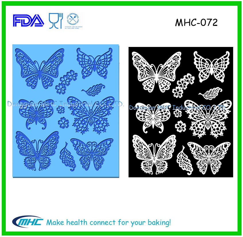 2015 New Design Butterfly Notes Fondant Cake 3D Siliocne Lace Mold