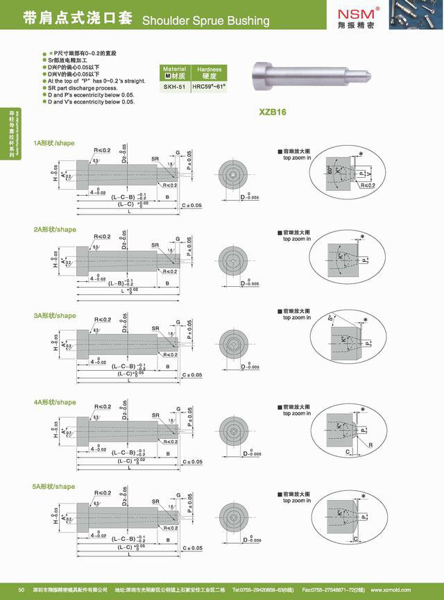 Shoulder Sprue Bushing (XZB16)