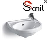 Right Tap Hole Ceramic Washing Wall Hung Corner Basin (S9002)