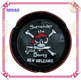 Black Round Ashtray for Souvenir Gifts with Skull Decoration