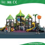 Leaf Roof Kids Slide Amusing Plastic Bridge Playground