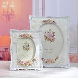Vintage White Rose Flower Home Decor Photo Frame Picture Resin