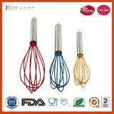 3 Piece Silicone Whisk Set with Stainless Steel Handles Plus